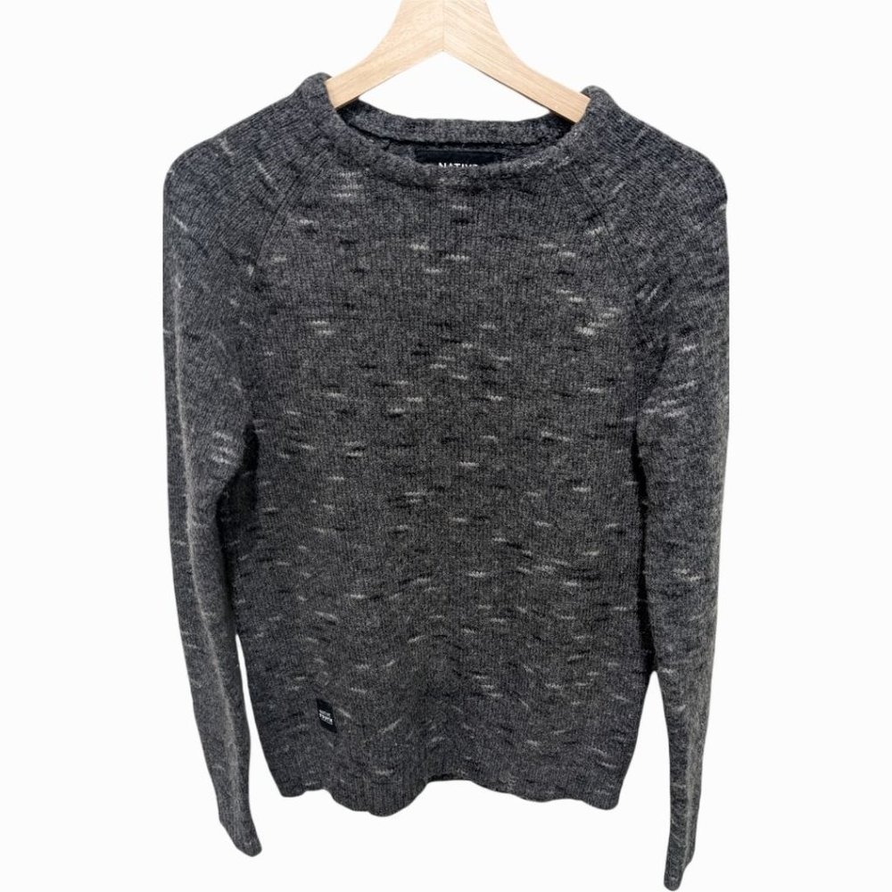 Native Youth Mens Medium Surfdome Blizzard Knit Jumper Sweater Gray Wool Blend